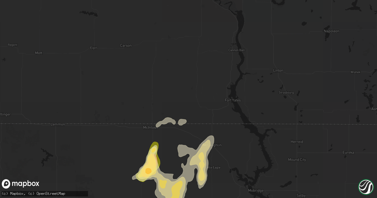 Hail map in Selfridge, ND on September 5, 2026