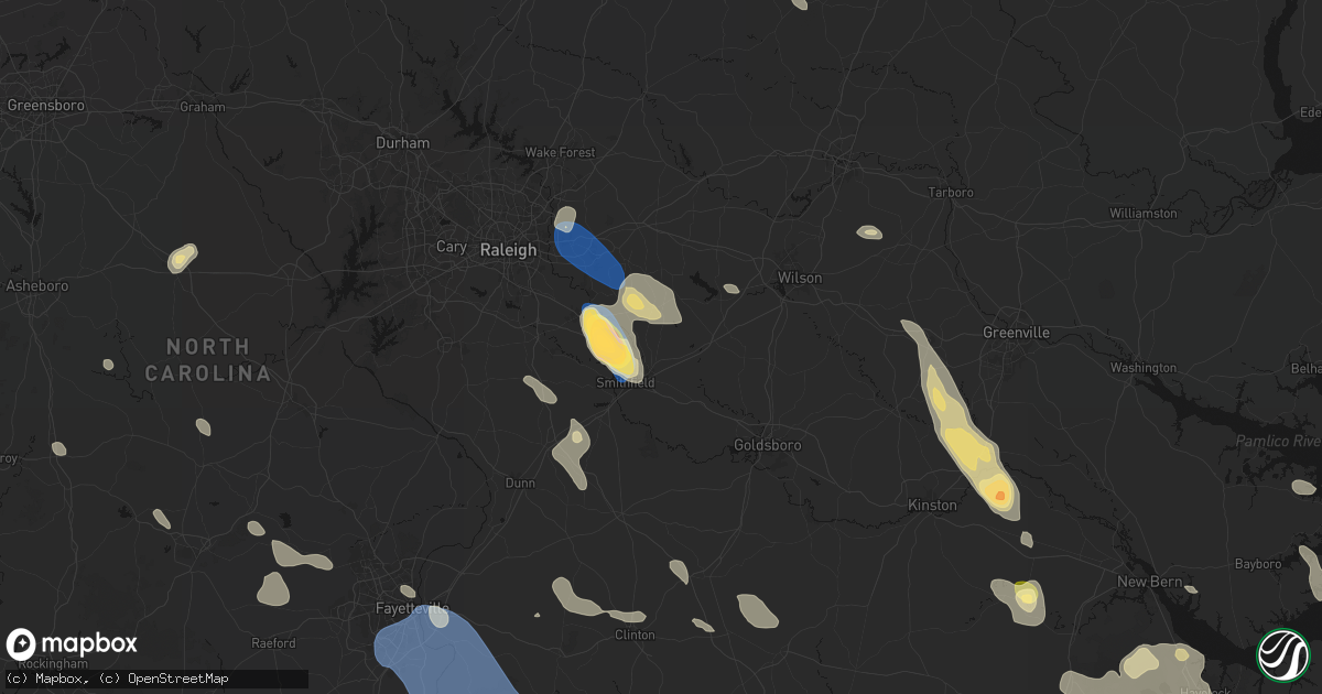 Hail map in Selma, NC on September 5, 2026