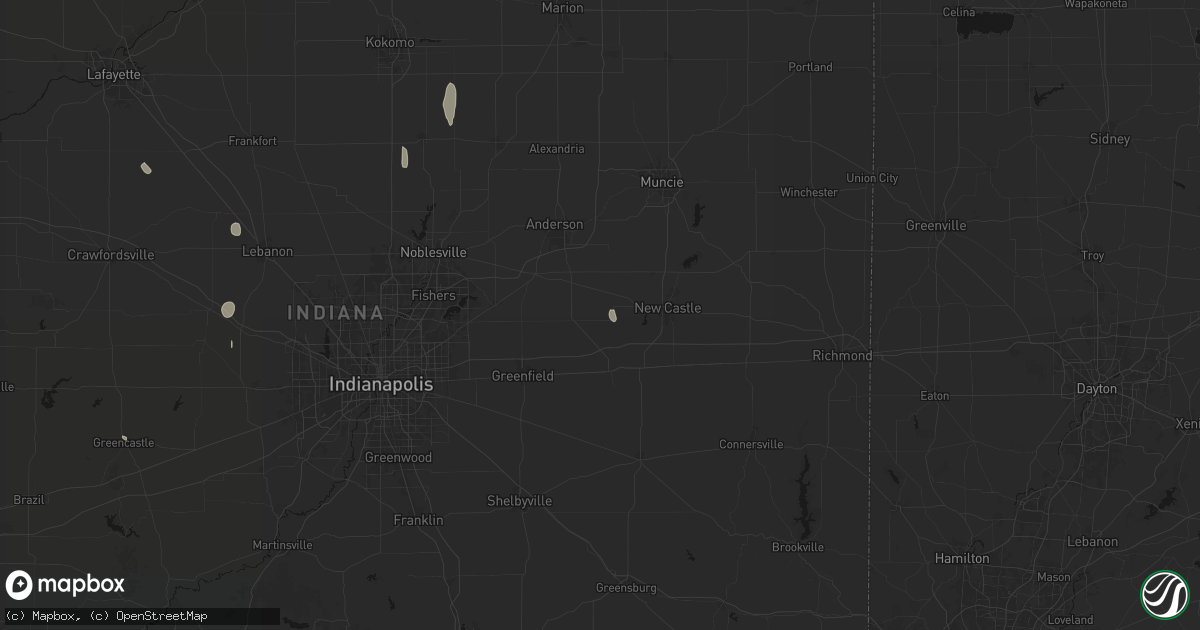Hail map in Shirley, IN on September 5, 2026