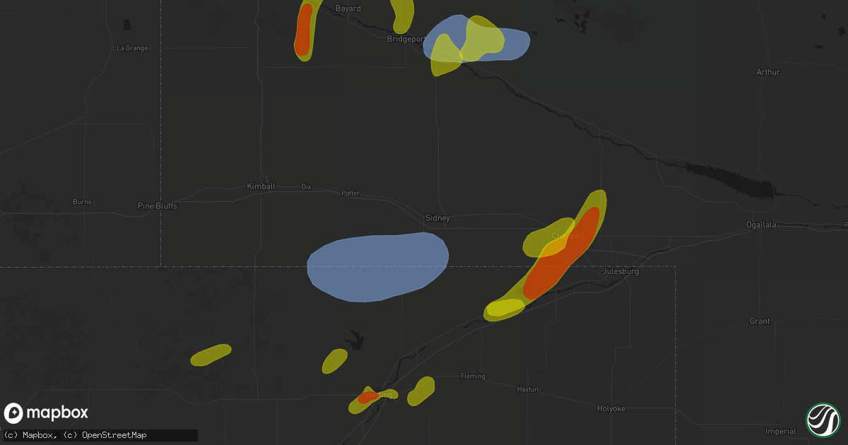 Hail map in Sidney, NE on September 5, 2026