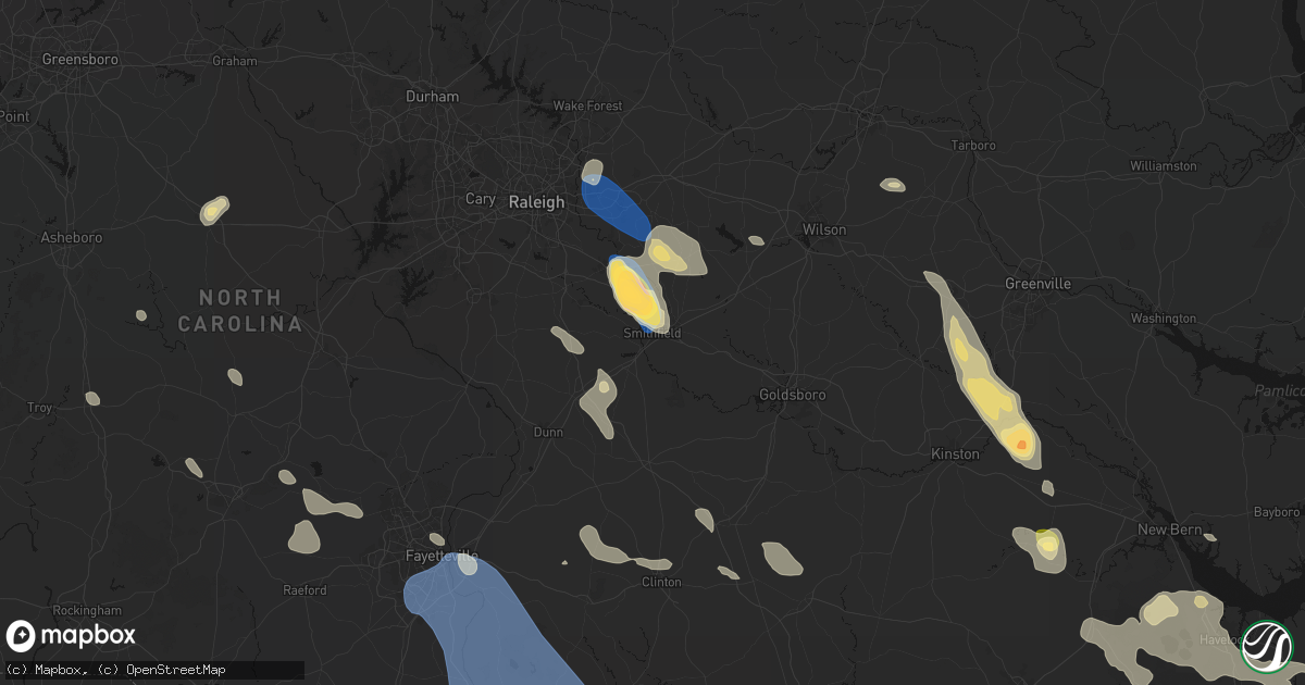 Hail map in Smithfield, NC on September 5, 2026