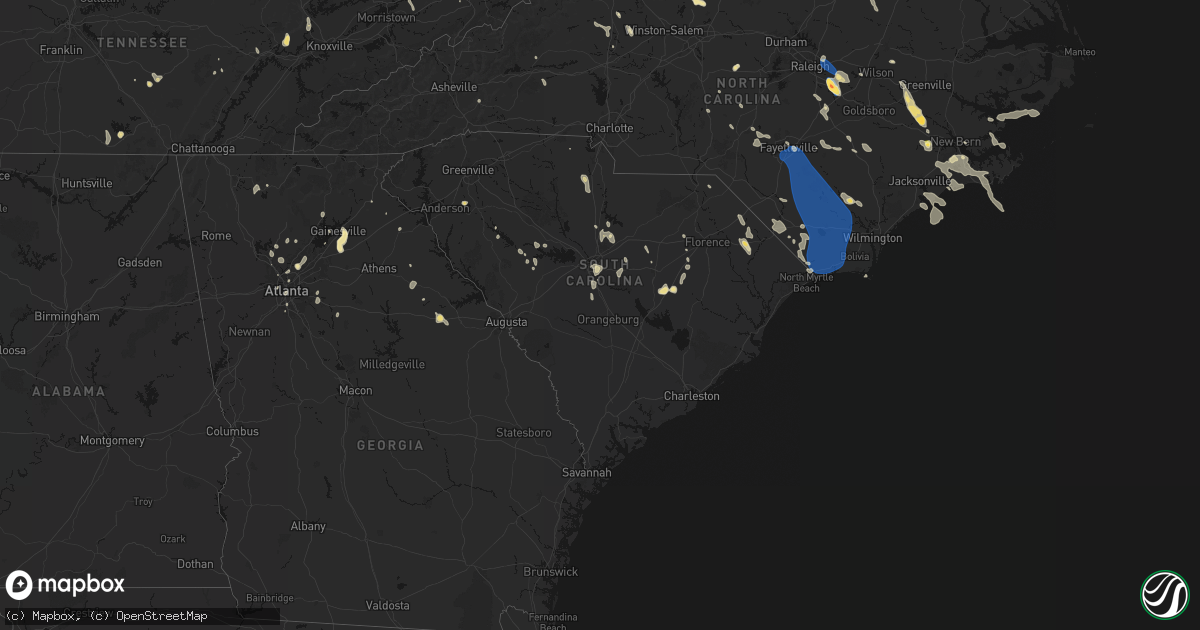 Hail map in South Carolina on September 5, 2026