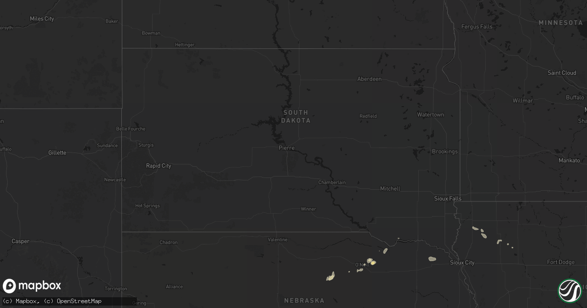 Hail map in South Dakota on September 5, 2026