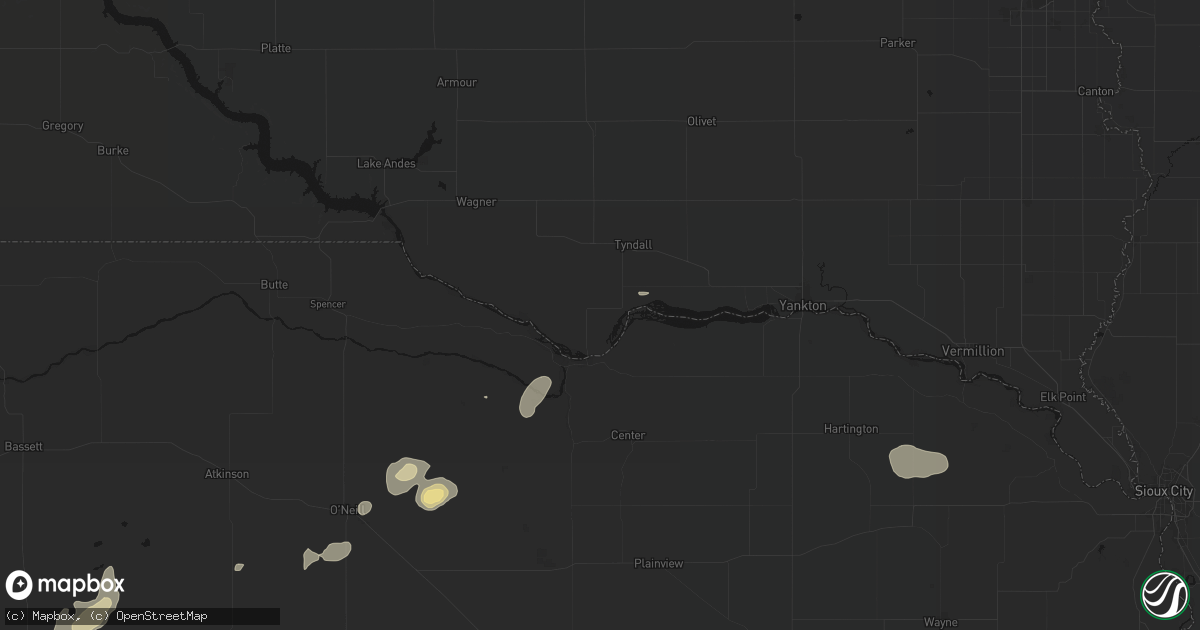 Hail map in Springfield, SD on September 5, 2026