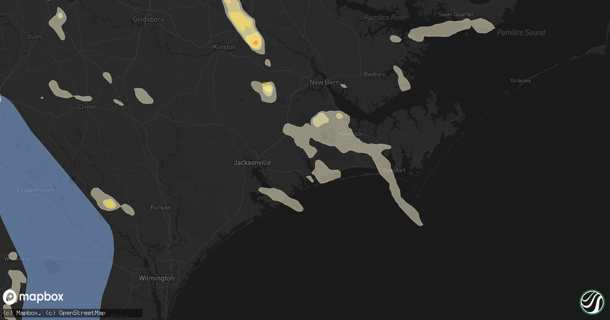 Hail map in Stella, NC on September 5, 2026