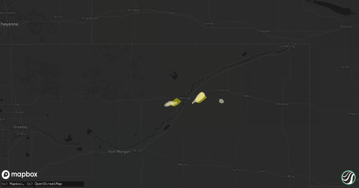 Hail map in Sterling, CO on September 5, 2026