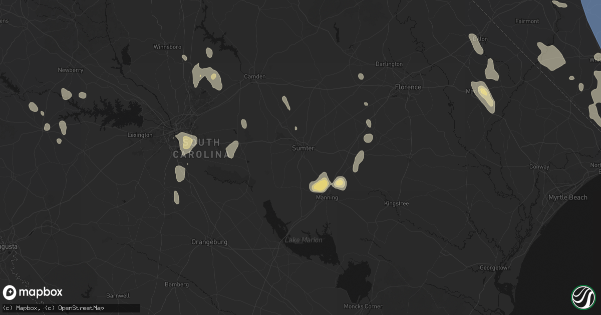 Hail map in Sumter, SC on September 5, 2026