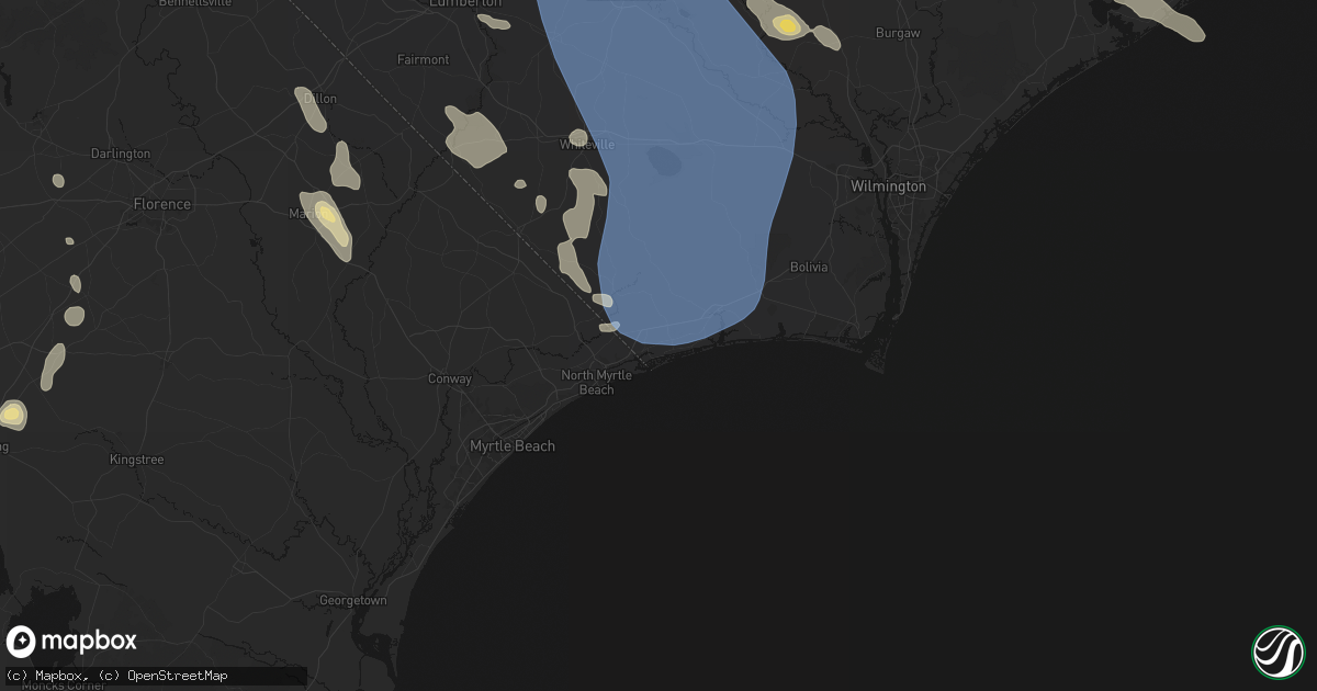 Hail map in Sunset Beach, NC on September 5, 2026