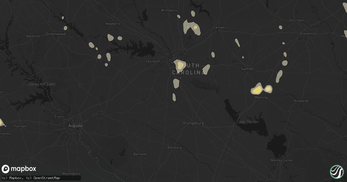 Hail map in Swansea, SC on September 5, 2026