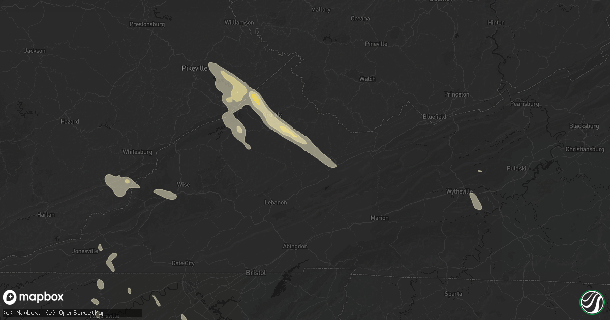 Hail map in Swords Creek, VA on September 5, 2026
