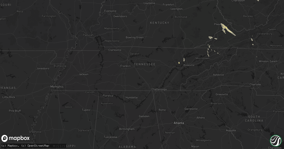 Hail map in Tennessee on September 5, 2026
