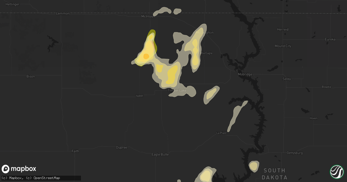 Hail map in Timber Lake, SD on September 5, 2026