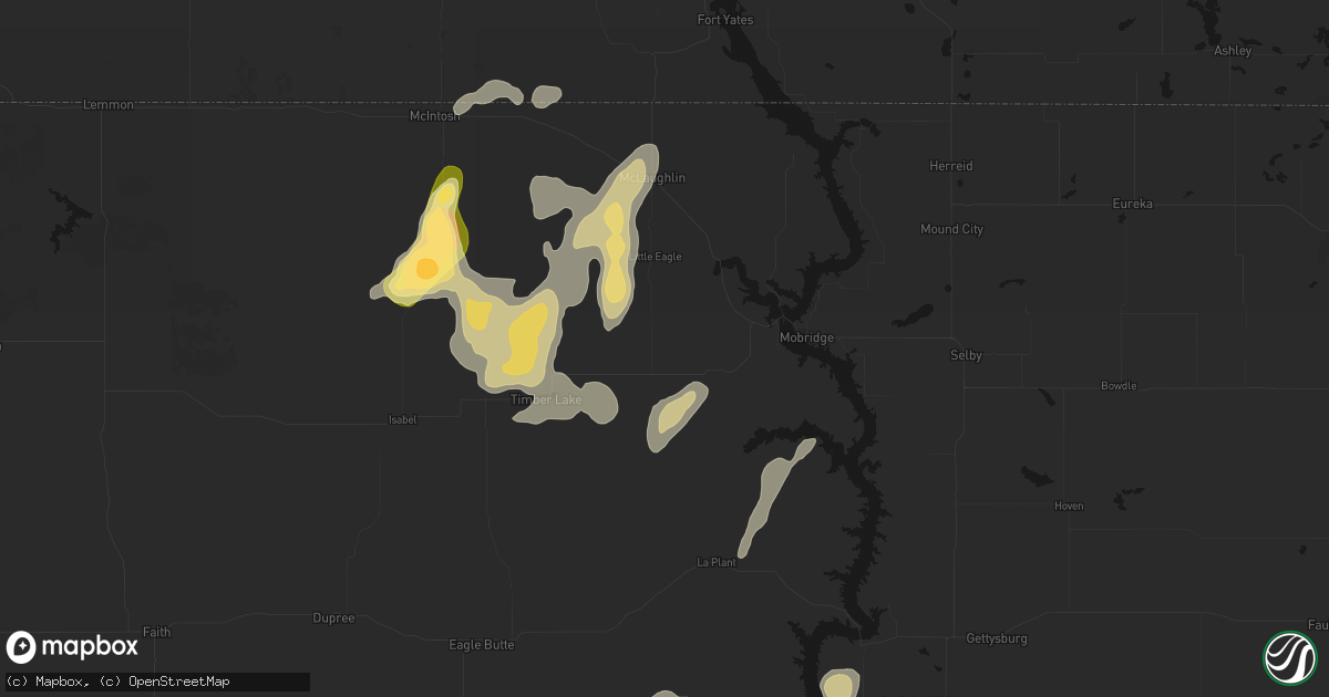 Hail map in Trail City, SD on September 5, 2026