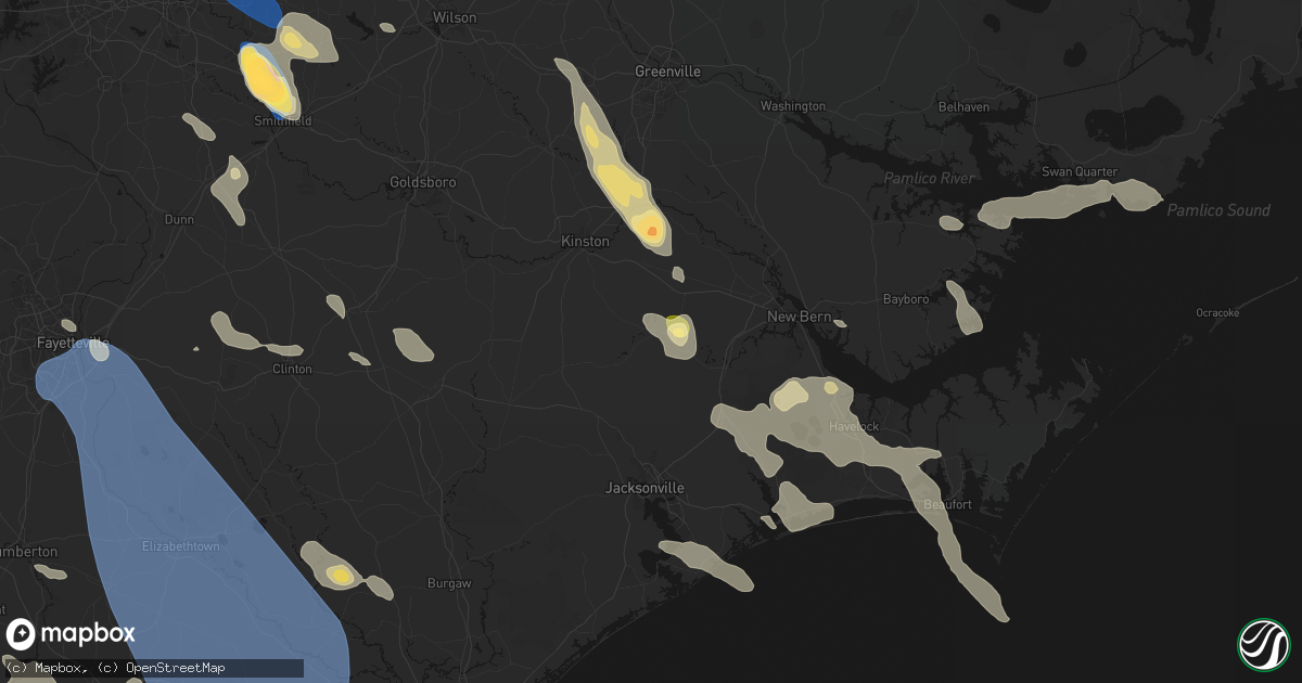 Hail map in Trenton, NC on September 5, 2026