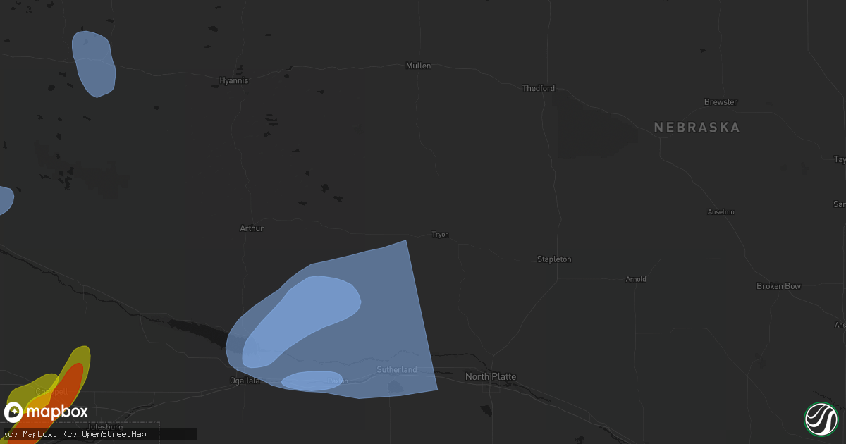 Hail map in Tryon, NE on September 5, 2026