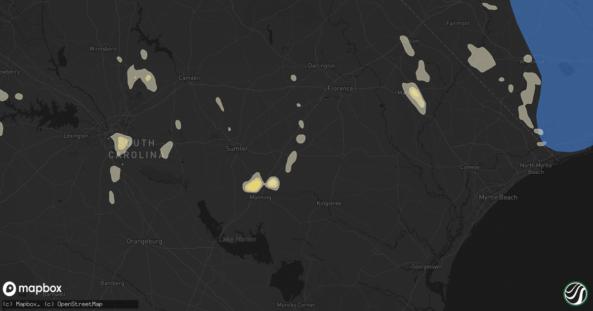 Hail map in Turbeville, SC on September 5, 2026