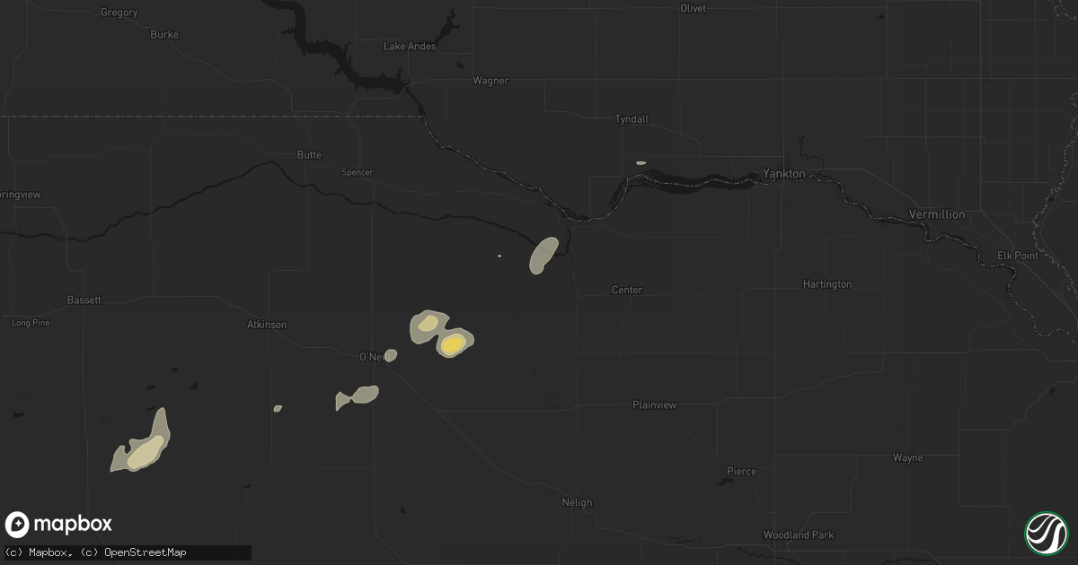 Hail map in Verdigre, NE on September 5, 2026