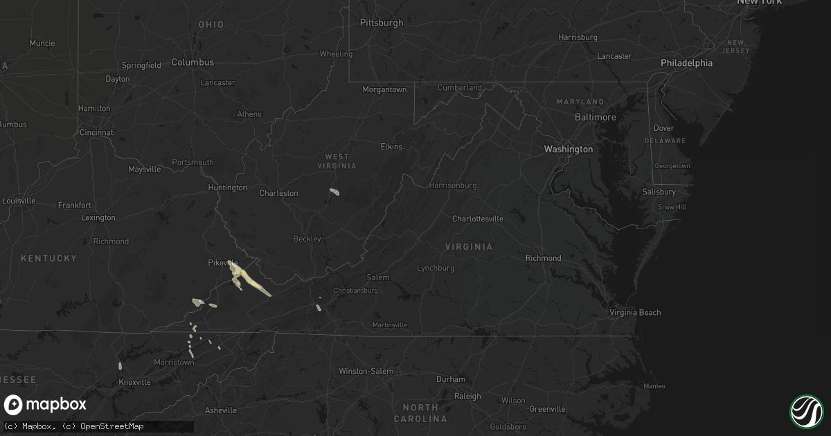 Hail map in Virginia on September 5, 2026