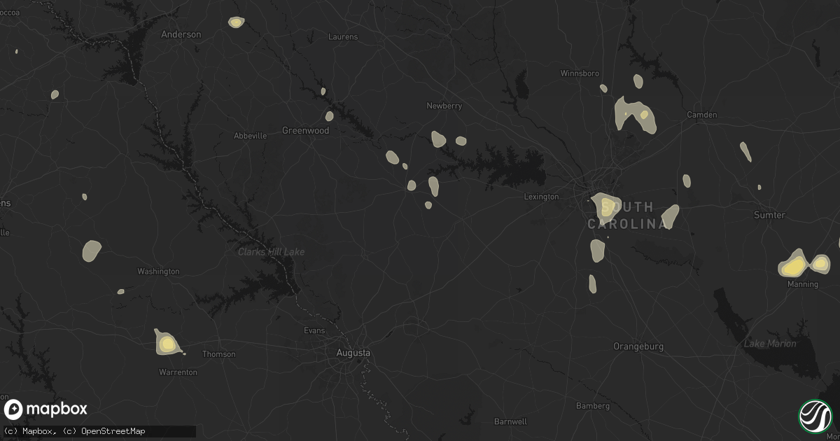 Hail map in Ward, SC on September 5, 2026
