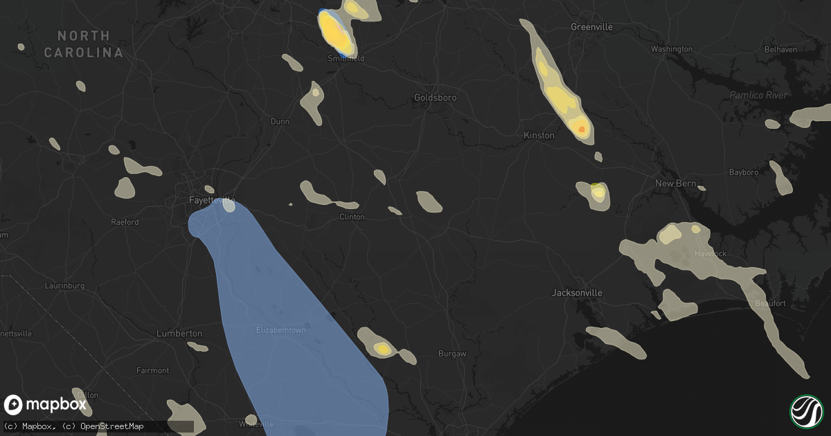 Hail map in Warsaw, NC on September 5, 2026
