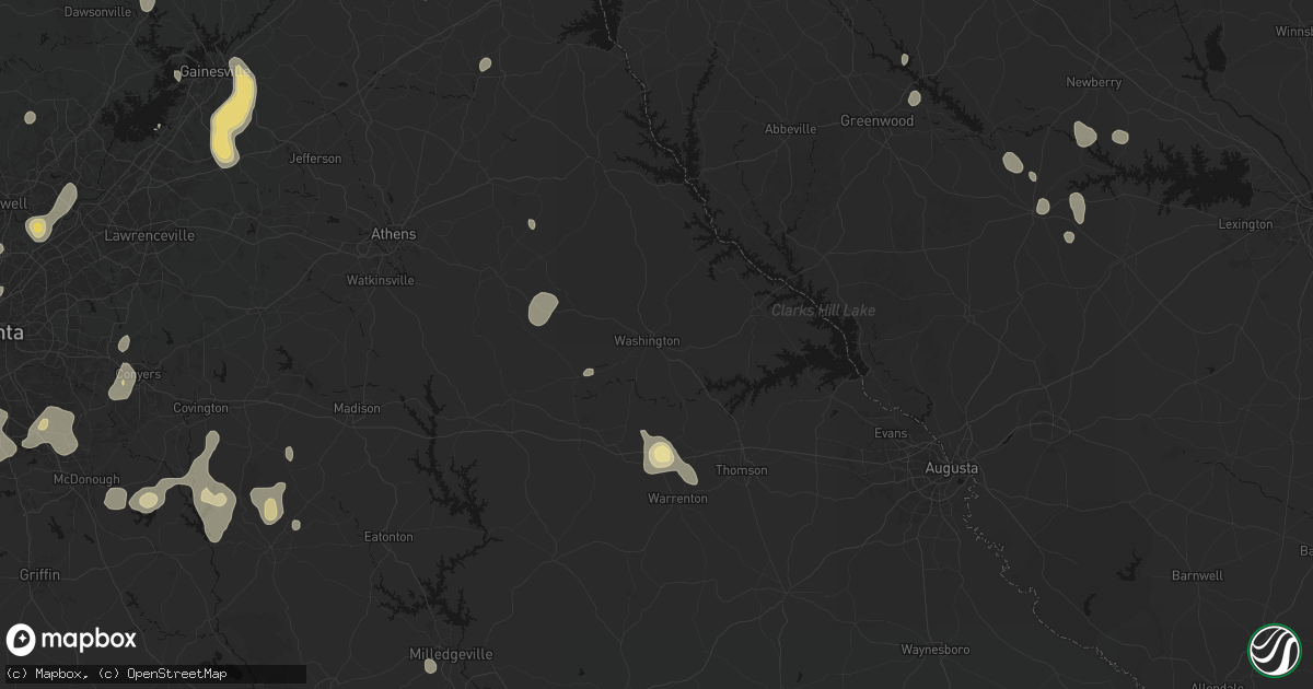 Hail map in Washington, GA on September 5, 2026