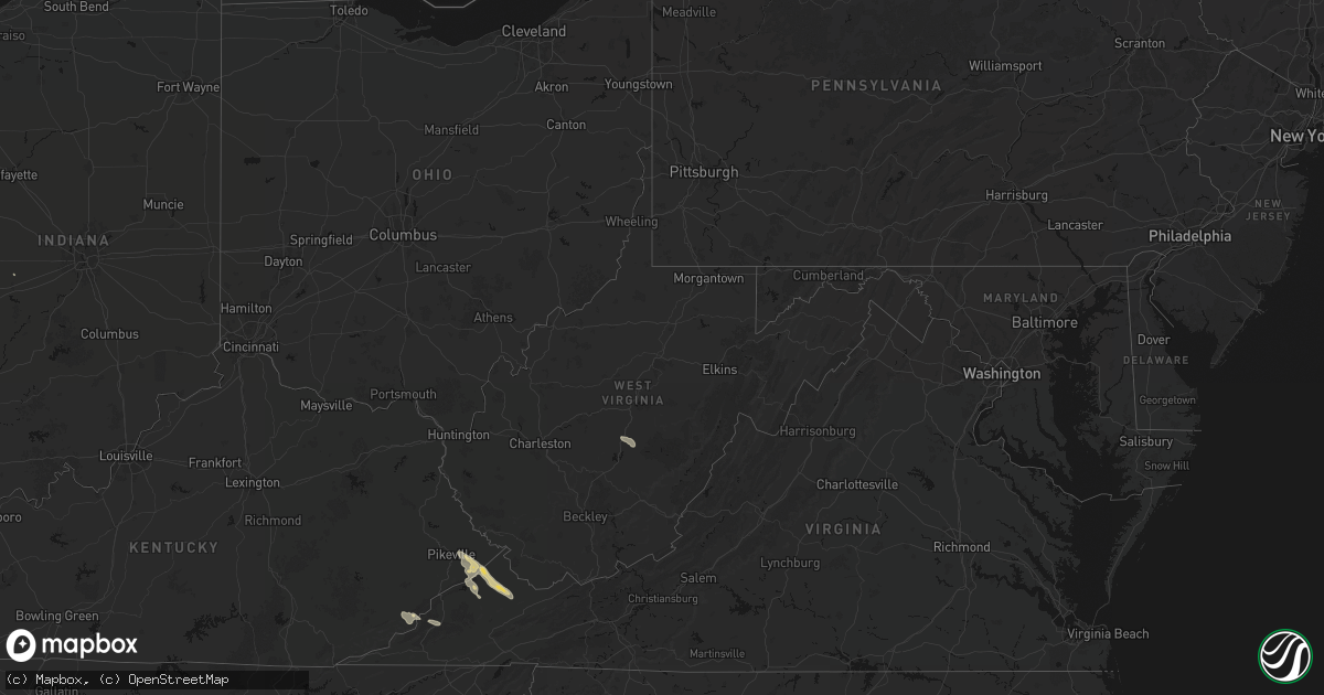 Hail map in West Virginia on September 5, 2026
