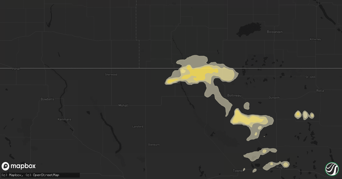 Hail map in Westhope, ND on September 5, 2026