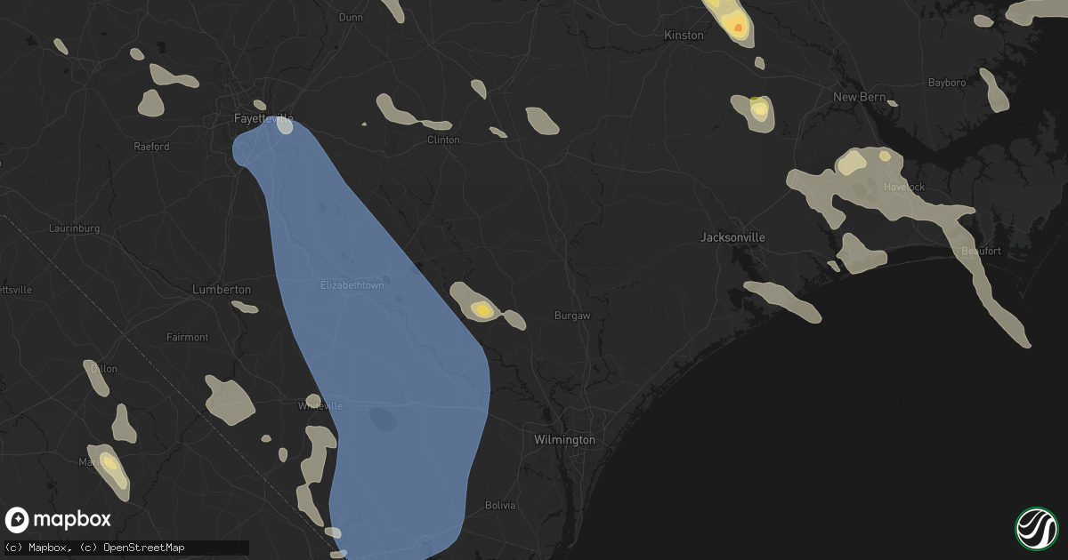 Hail map in Willard, NC on September 5, 2026