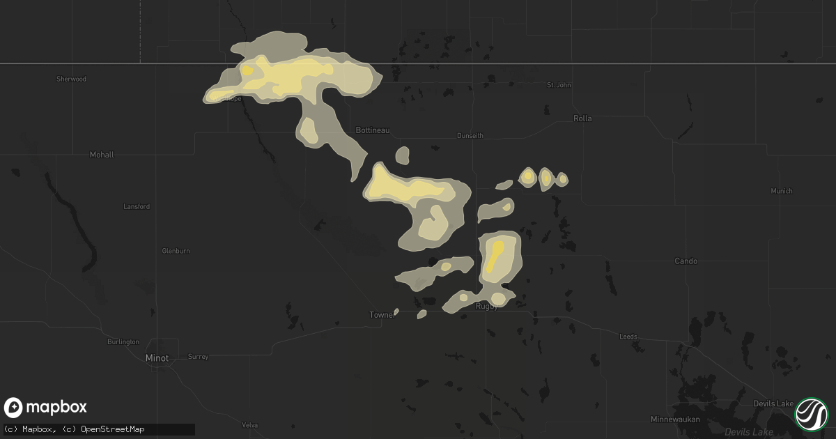 Hail map in Willow City, ND on September 5, 2026