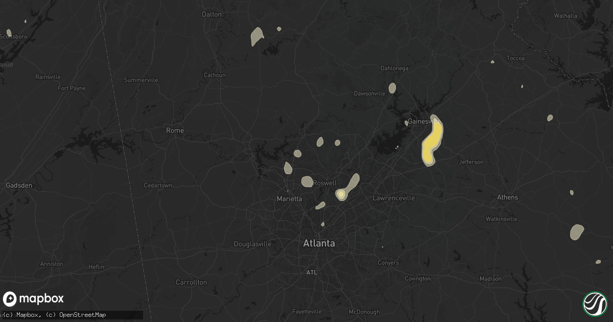 Hail map in Woodstock, GA on September 5, 2026