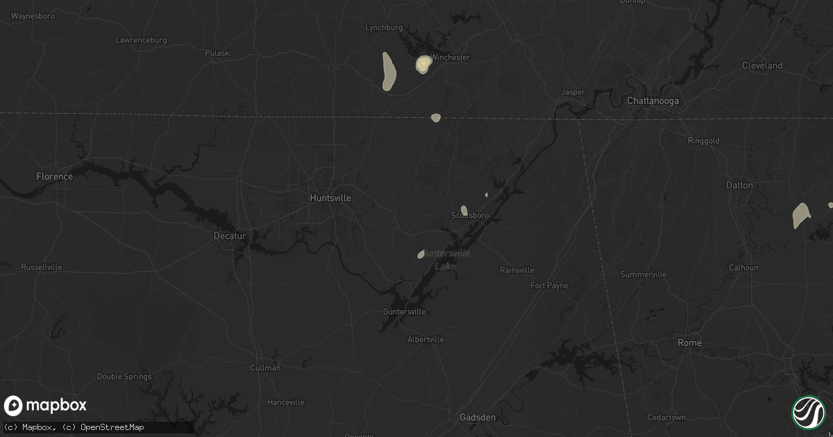 Hail map in Woodville, AL on September 5, 2026