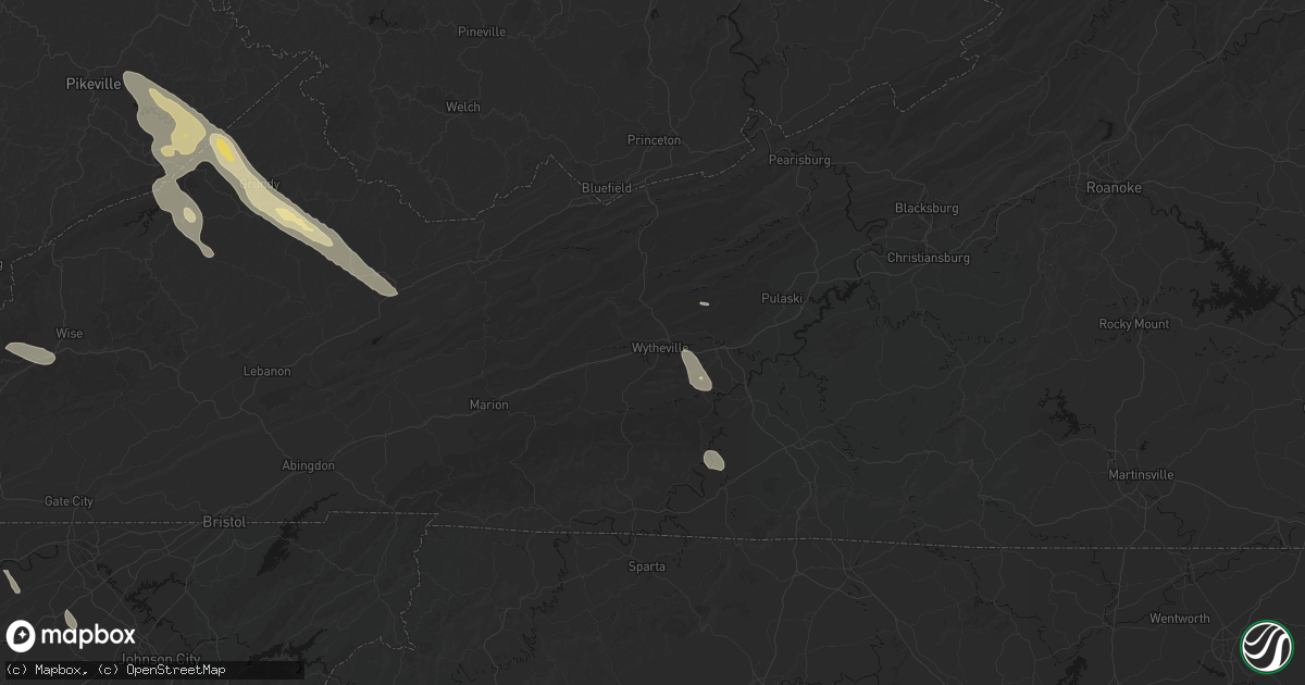 Hail map in Wytheville, VA on September 5, 2026