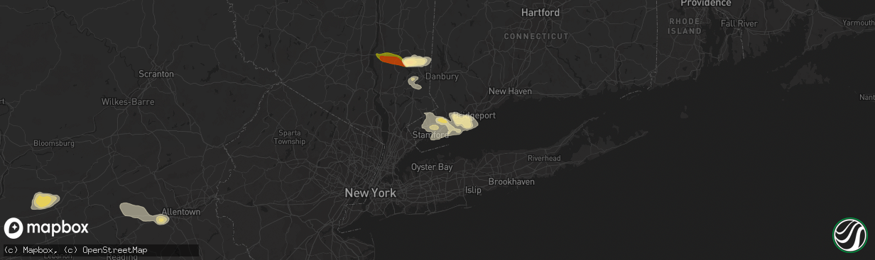 Hail map in Darien, CT on September 6, 2014