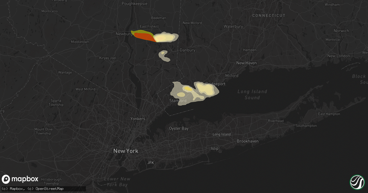 Hail map in Darien, CT on September 6, 2014