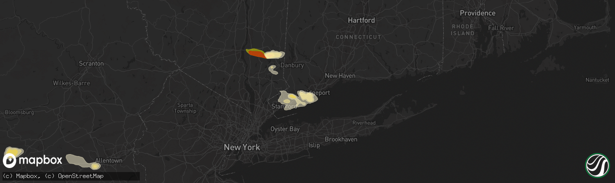 Hail map in Fairfield, CT on September 6, 2014