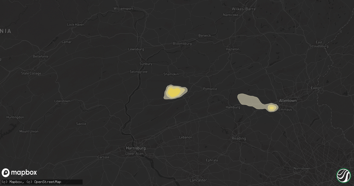 Hail map in Hegins, PA on September 6, 2014