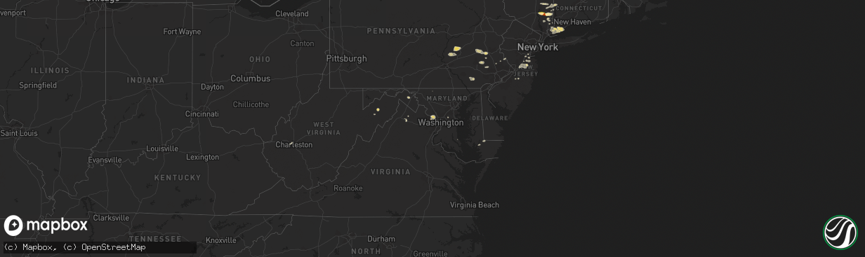 Hail map in Maryland on September 6, 2014