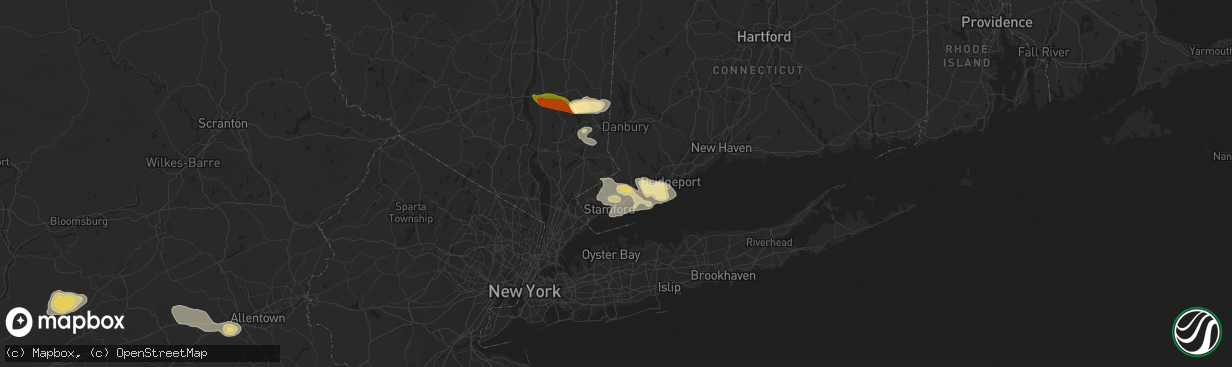 Hail map in New Canaan, CT on September 6, 2014