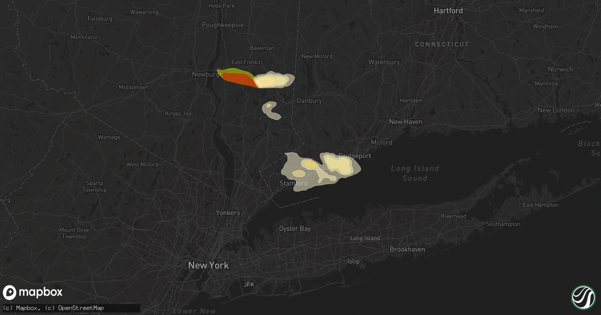 Hail map in New Canaan, CT on September 6, 2014