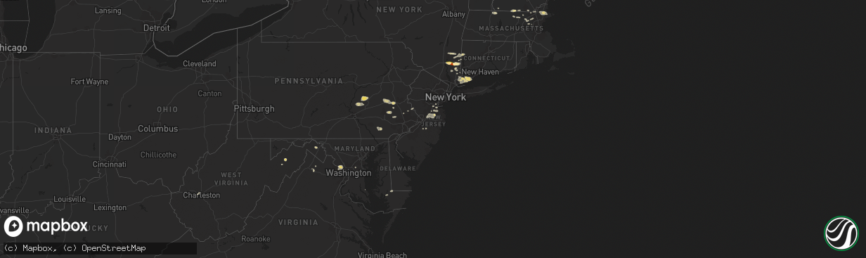 Hail map in New Jersey on September 6, 2014