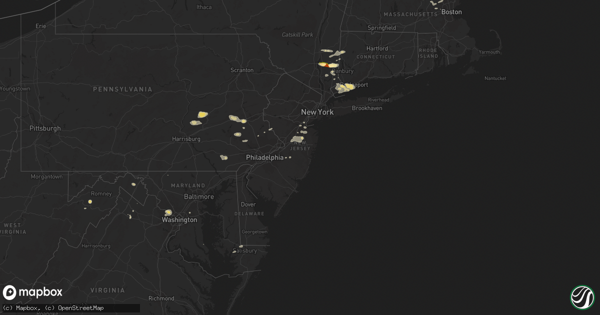 Hail map in New Jersey on September 6, 2014