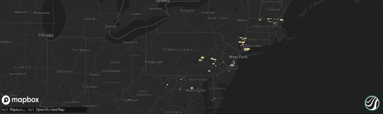 Hail map in Pennsylvania on September 6, 2014