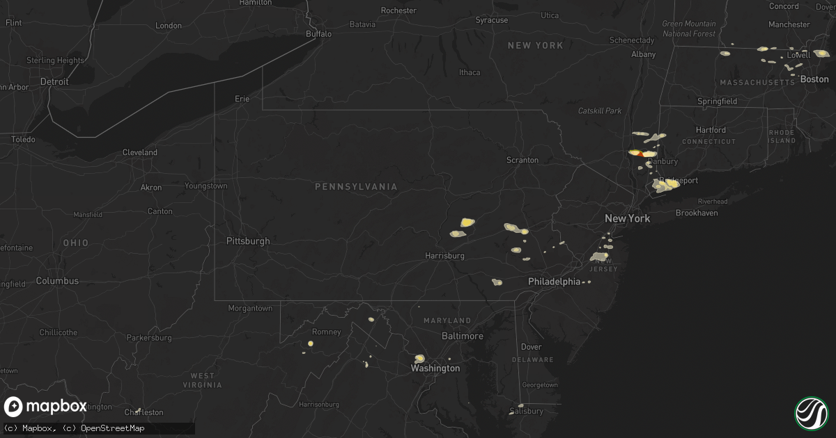 Hail map in Pennsylvania on September 6, 2014