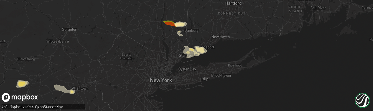 Hail map in Stamford, CT on September 6, 2014