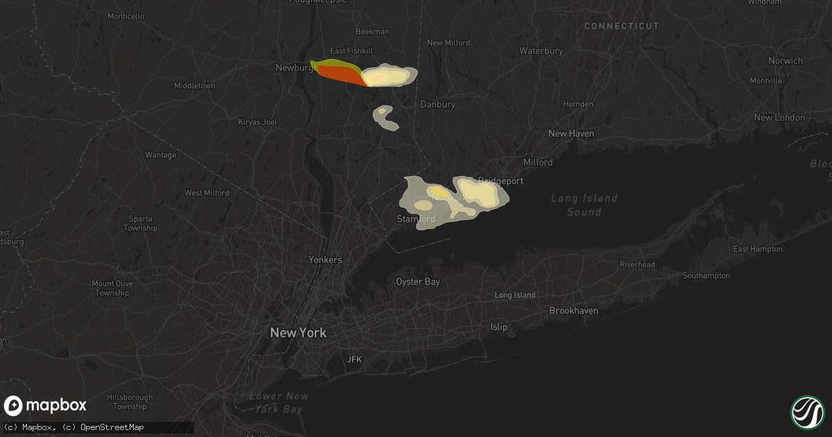 Hail map in Stamford, CT on September 6, 2014
