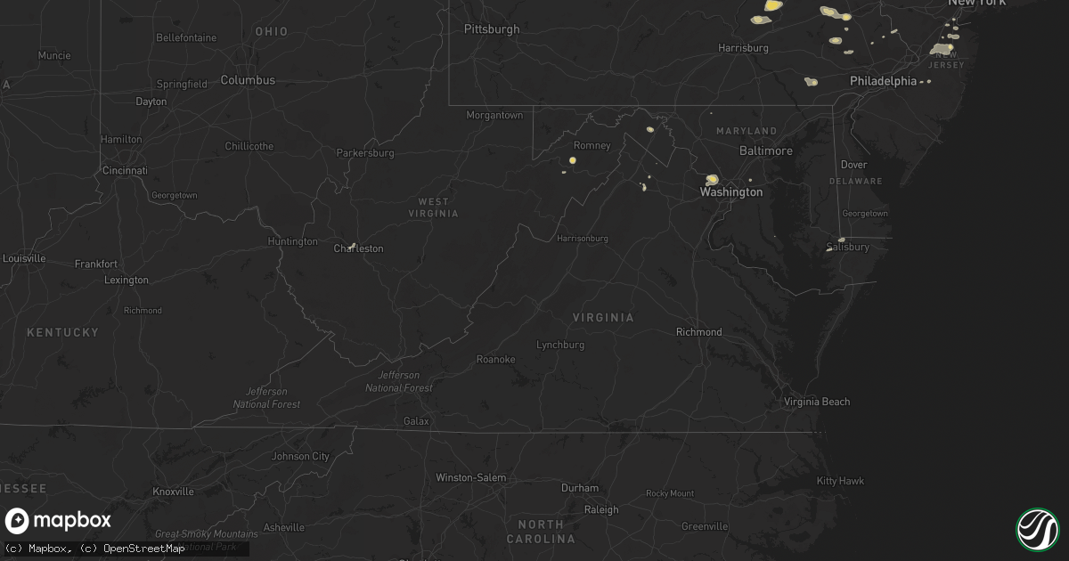 Hail map in Virginia on September 6, 2014