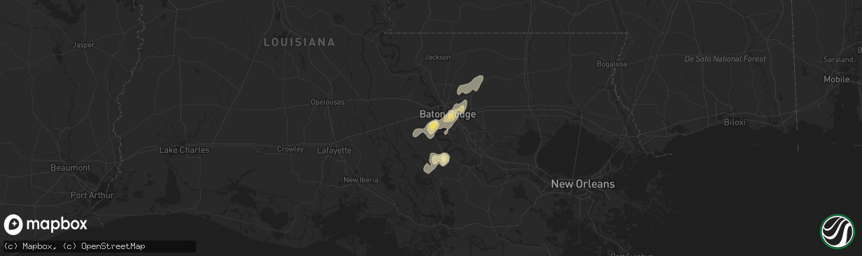 Hail map in Addis, LA on September 6, 2015