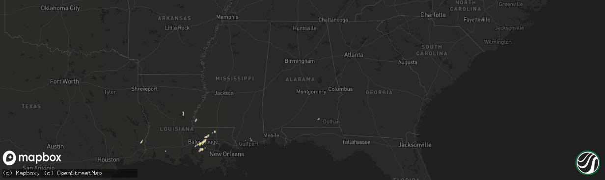 Hail map in Alabama on September 6, 2015