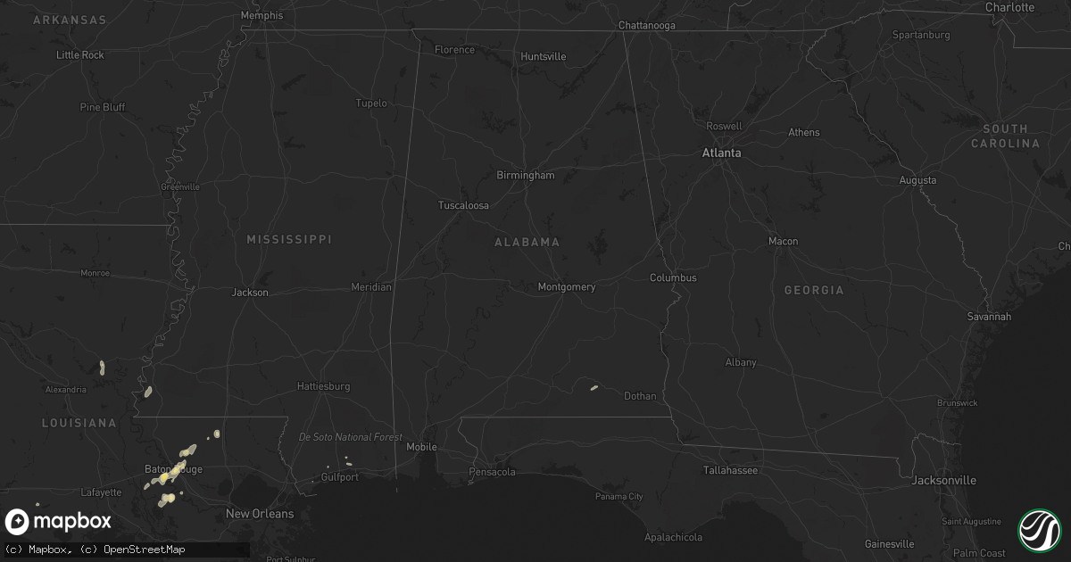 Hail map in Alabama on September 6, 2015