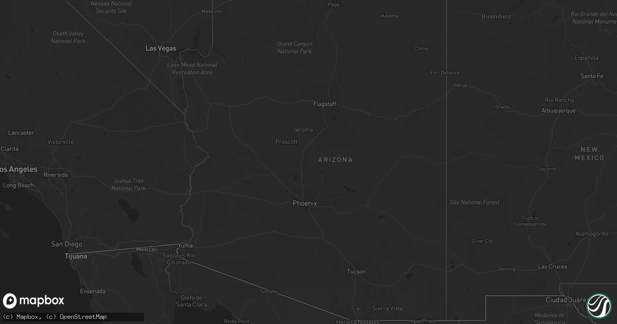 Hail map in Arizona on September 6, 2015